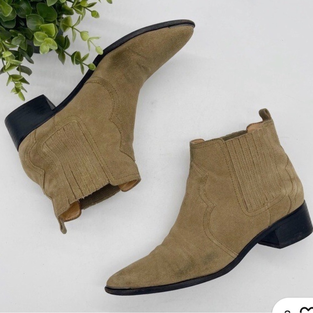 Marc Fisher Womens The Yohani Suede Western Chelsea Boot Pointed Toe - Picture 2 of 8